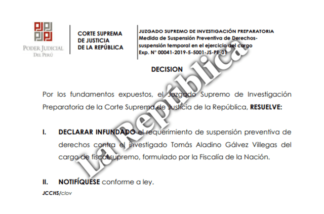 Decisión de la Corte Suprema sobre Tomás Gálvez Decisión de la Corte Suprema sobre Tomás Gálvez
