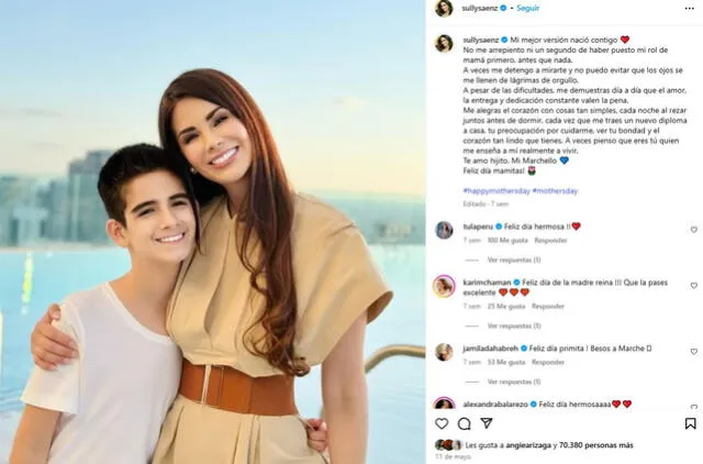 Sully Sáenz y su hijo. Foto: Instagram Sully Sáenz y su hijo. Foto: Instagram