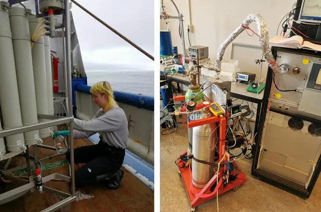  Los investigadores tomaron muestras de agua y analizaron la cantidad de nanoplásticos en el laboratorio. Foto: Universidad de Utrecht.   