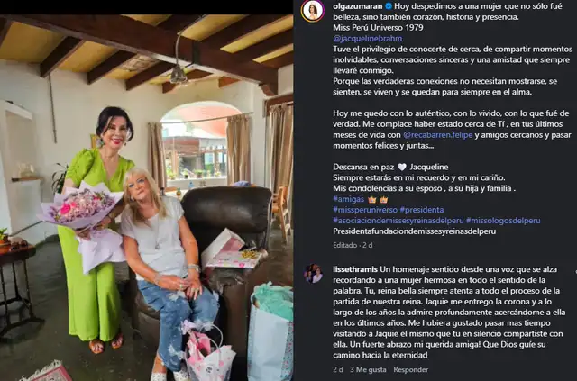 Olga Zumarán con Jacqueline Adelaida Brahm Flechelle meses antes de su fallecimiento. Foto: Instagram.  