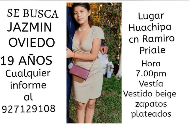 Yasmin llevaba puesto un vestido de color crema cuando desapareció. Foto: Twitter Yasmin llevaba puesto un vestido de color crema cuando desapareció. Foto: Twitter