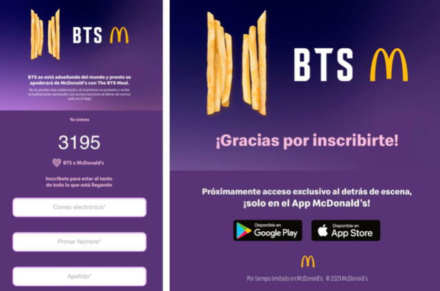 McDonald's México, app para el BTS Meal. Foto: capturas vía ARMY México.