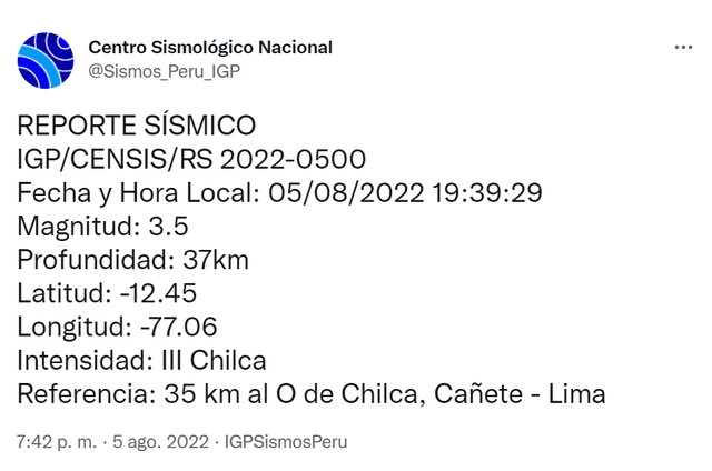 Temblor 5 de agosto