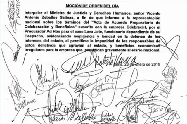Primera moción de interpelación contra Zeballos promovida por Yeni Vilcatoma.
