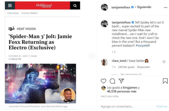 Jamie Foxx usó sus redes sociales para confirmar la noticia. Foto: Captura (@iamjamiefoxx)