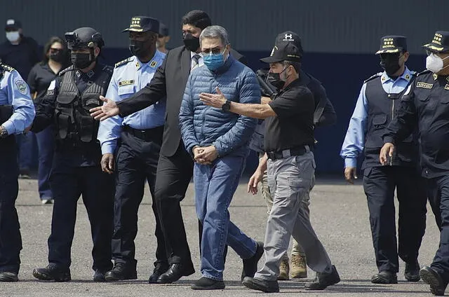  El expresidente hondureño Juan Orlando Hernández fue extraditado a Estados Unidos el 21 de abril de 2022 para enfrentar cargos por tráfico de drogas y armas.&nbsp;Foto: Elmer Martinez   
