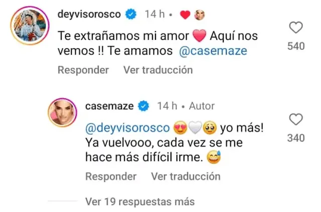  Cassandra Sánchez y su tierno mensaje a Deyvis Orosco. Foto: Captura Instagram   