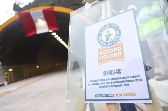 Un nuevo túnel en Ollachea ha sido reconocido por Guinness World Records por atravesar aguas geotérmicas a 71.2 °C. Foto: MTC Un nuevo túnel en Ollachea ha sido reconocido por Guinness World Records por atravesar aguas geotérmicas a 71.2 °C. Foto: MTC