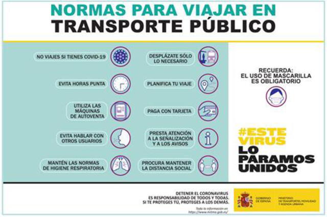Campaña de información en el transporte público de España.