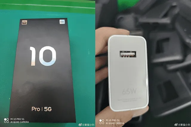 Caja y cargador del Xiaomi Mi 10 Pro 5G.