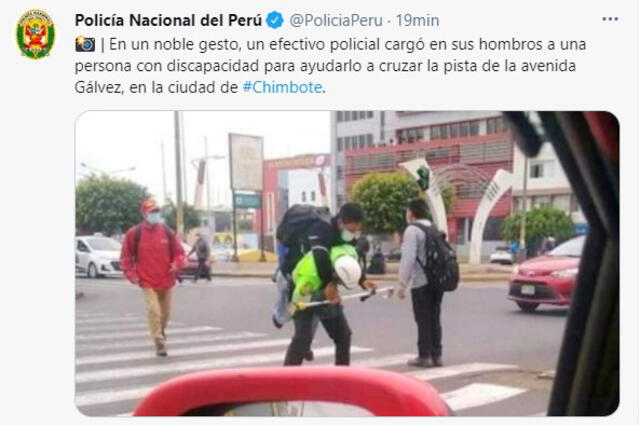 Tuit oficial de la Policía Nacional del Perú
