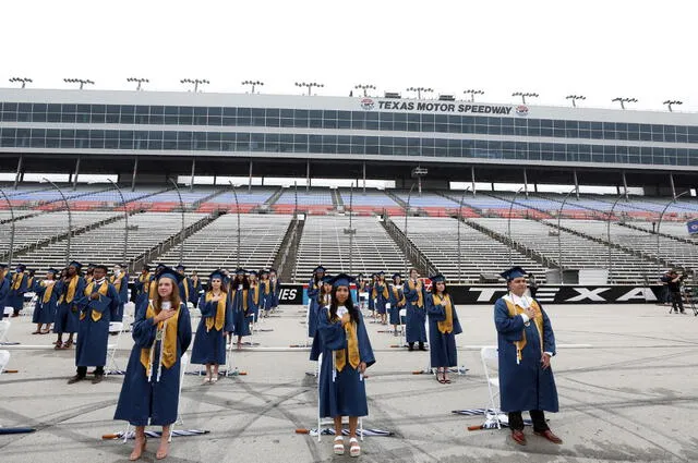 Graduados de Little Elm High School en Fort Worth, Texas. Mayo de 2020. Foto: AFP.