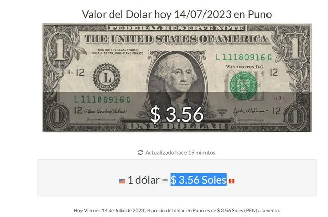 Precio del Dólar Hoy en Puno: ¿A cuánto está el tipo de cambio este 14 de julio?