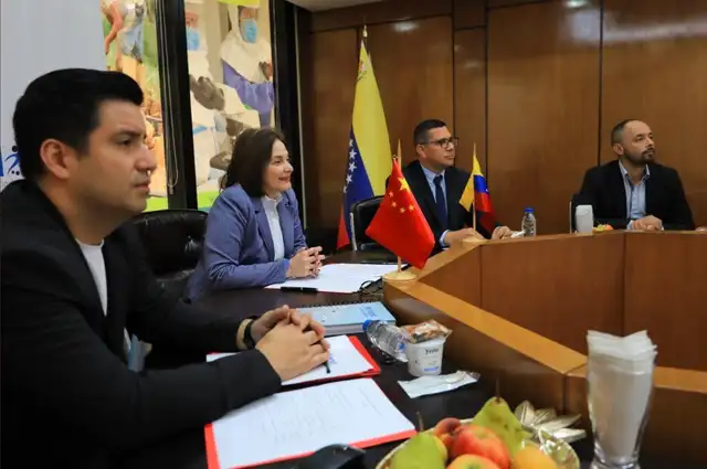 La titular del MINCYT reunida con los representantes de la Administración Nacional Espacial de China. Foto: Canal Patria Digital 