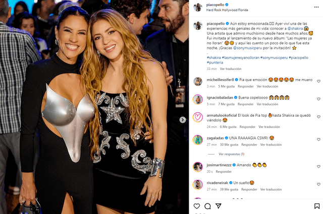  María Pía Copello posó junto con Shakira durante lanzamiento de 'Las mujeres ya no lloran'. Foto: Instagram de María Pía Copello   