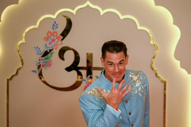 John Cena fue una de las estrellas de Hollywood invitadas a la boda de Akash Ambani. Foto: AFP. 