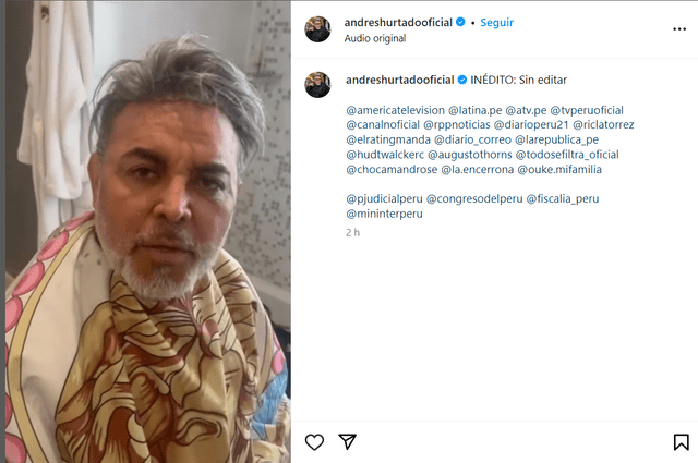 Andrés Hurtado reafirma su inocencia ante los cargos en su contra. Foto: captura de Instagram   