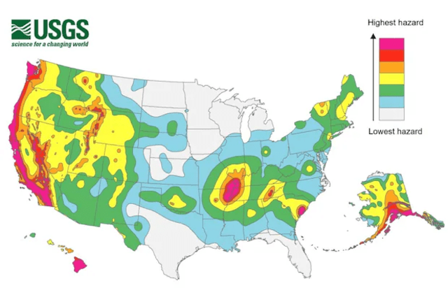 Reporte de intensidad sísmica en Estados Unidos. Foto: USGS   