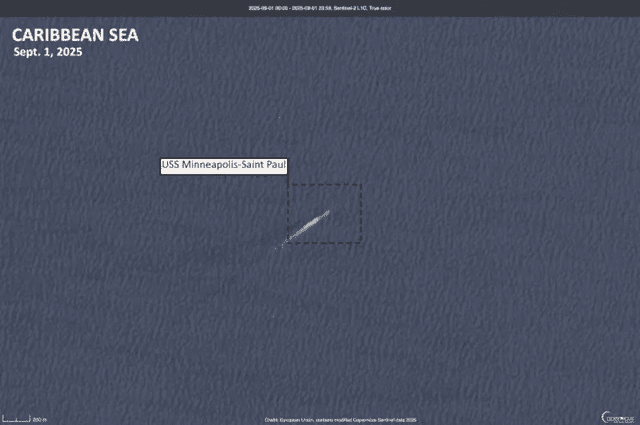  Imagen satelital del USS Minneapolis. Fuente: COPERNICUS    