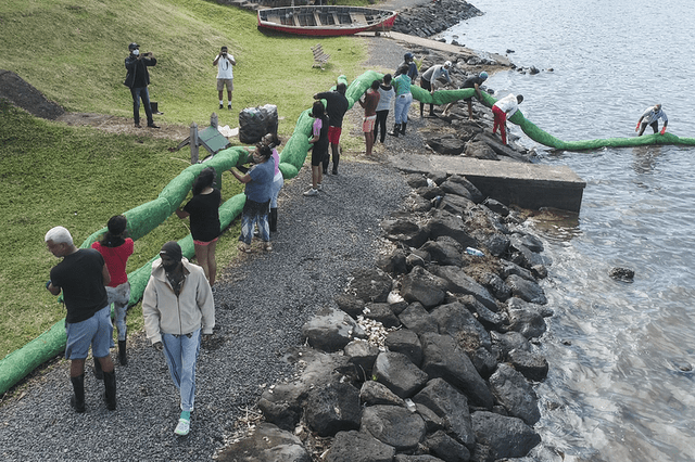 Habitantes de la isla Mercurio recolectan pelo para proteger su territorio del derrame de petróleo