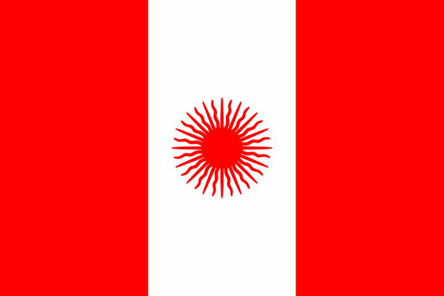 La tercera bandera del Perú cambió las franjas horizontales por unas verticales. Foto: Bicentenario Perú