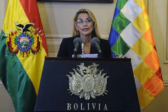 Presidenta interina de Bolivia bajo fuego cruzado de opositores y aliados. Foto: AFP.