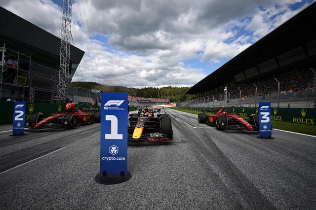 Verstappen, Leclerc y Sainz completaron el podio de la carrera Sprint. Foto: AFP.