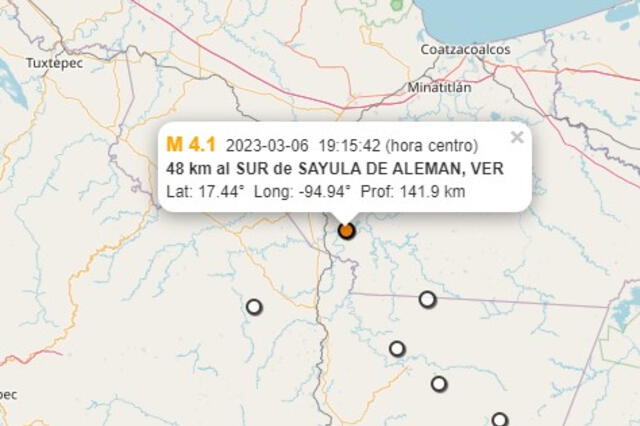  Último sismo en México del lunes 6 de marzo de 2023. Foto: Twitter/SSNMéxico   