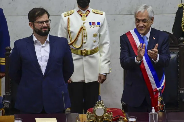 Sebastián Piñera en la toma de mando de Gabriel Boric. Foto: AFP   