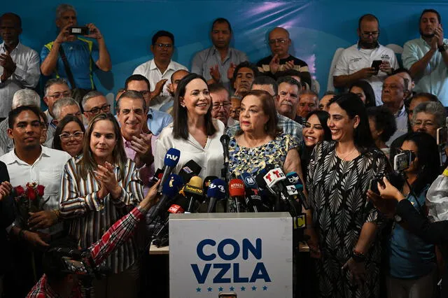  Corina Yoris fue elegida por Machado y su coalición como la candidata de la oposición. Foto: AFP<br>    
