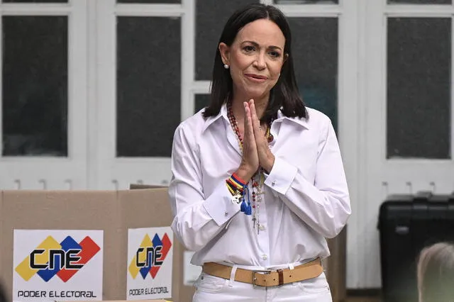 María Corina Machado defiende la vitoria de Edmundo González Urrutia en la elección del domingo.   