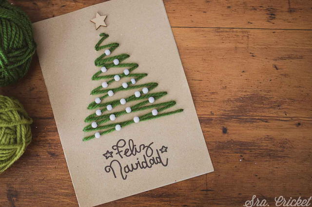 Tarjetas de Navidad con bordados. Foto: Pinterest   