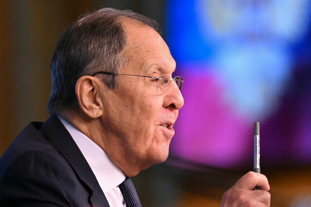 Lavrov se refirió a Ucrania como un "estado terrorista", justificando así las acciones militares de Rusia en el país. Foto: AFP.   