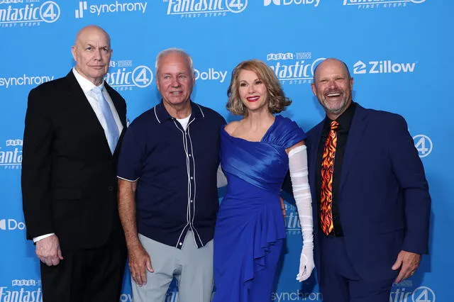 Elenco original de Los Cuatro Fantásticos de 1994 en la premier de Los Ángeles. Fuente: AFP Elenco original de Los Cuatro Fantásticos de 1994 en la premier de Los Ángeles. Fuente: AFP