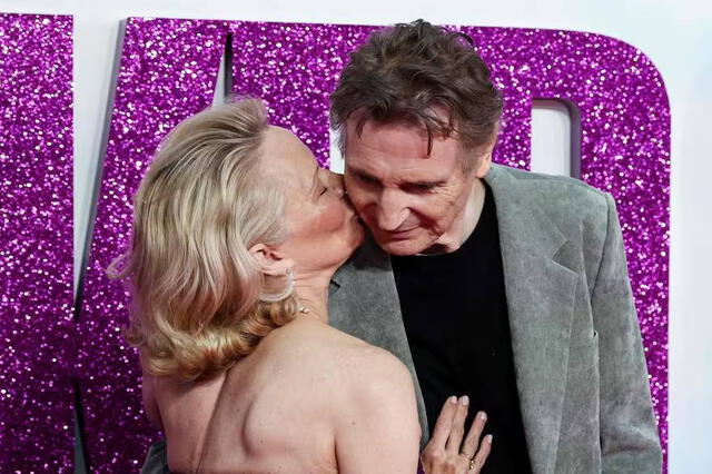  Pamela Anderson y Liam Neeson en promoción de 'The Naked Gun'. Foto: AFP<br>    