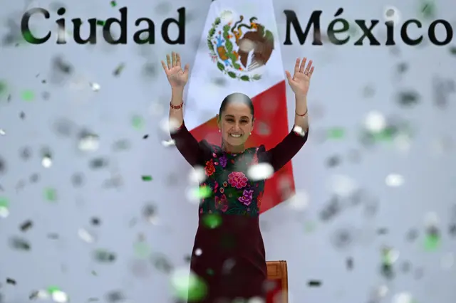  Sheinbaum destacó que las decisiones de seguridad en México son producto del trabajo de su gabinete. Foto: AFP<br>    