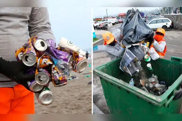 Latas de bebidas alchólicas encontradas a diario en las playas de Chorrillos. Foto: Carlos Félix   
