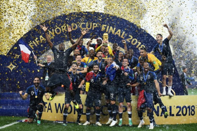 La selección de Francia celebra su victoria en el Mundial de Rusia 2018. Foto: AFP