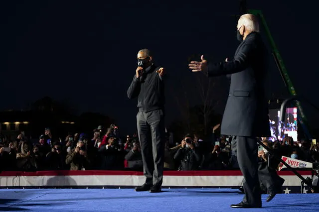 Obama y Biden durante un acto de campaña celebrado en enero de 2020. Foto: AFP
