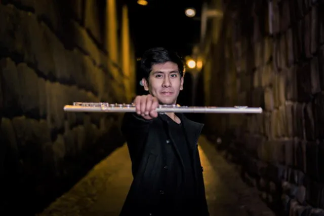 Joel Mayta, flautista en la Orquesta Sinfónica del Cusco.