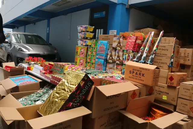 Incautan 6 toneladas de artefactos pirotécnicos en feria de Jesús María