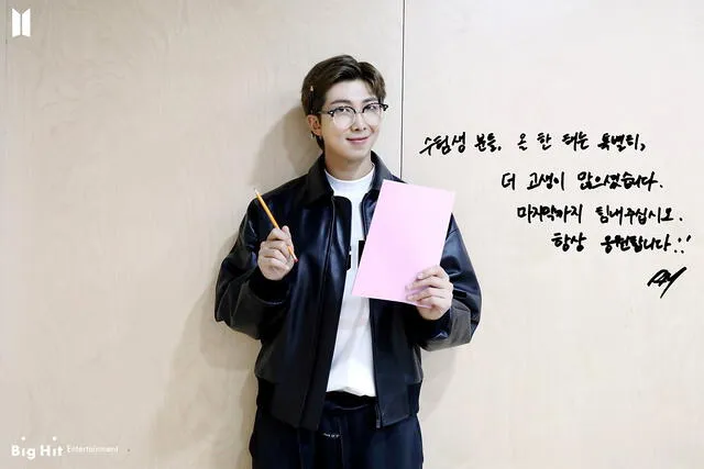 Mensaje de RM de BTS por los Suneung. Foto: Big Hit