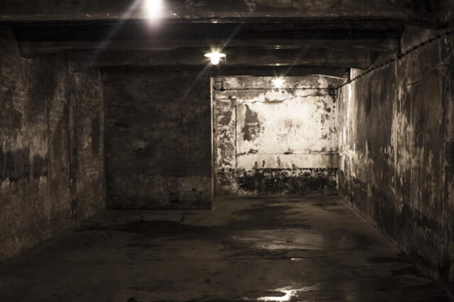 Interior de una cámara de gas de Auschwitz.