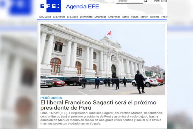 Publicación de EFE. Foto: captura web