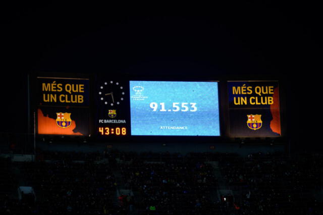 Así anunció el tablero del estadio el número total de asistentes. Foto: FC Barcelona