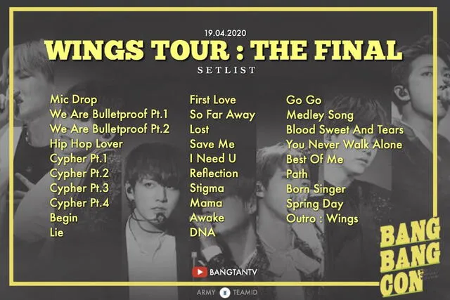 SETLIST del Bang Bang Con BTS DÍA 2