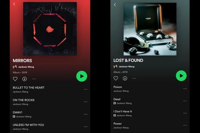 MIRRORS y LOST & FOUND de Jackson Wang en Spotify