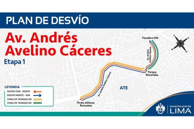 Ate: conoce el plan de desvíos por las obras en la avenida Andrés Avelino Cáceres