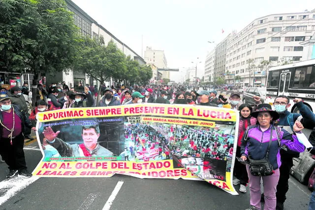 En las calles. Seguidores de Castillo marcharon ayer en Lima. Foto: Félix Contreras/La República
