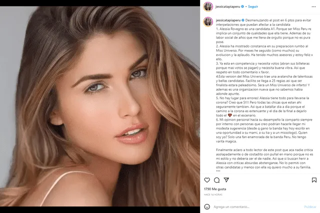 Jessica Tapia aclara que nunca habló mal de Alessia Rovegno. Foto: Captura Instagram